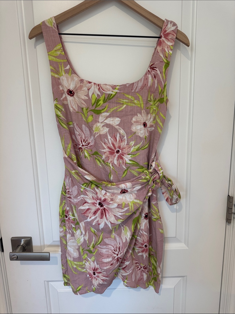 Express Floral Tie-Waist Sleeveless Dress - Pink